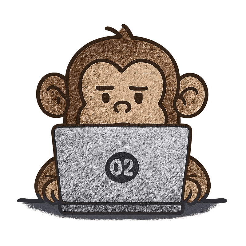 monkey02: a monkey typing on a laptop